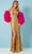 Rachel Allan 70315 - Feather Sleeve Sequin Prom Dress Special Occasion Dress 00 / Gold/Hot Pink