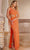 Rachel Allan 70318 - Asymmetric Neck Scalloped Prom Gown Special Occasion Dress 00 / Tangerine