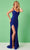 Rachel Allan 70343 - Beaded V-Neck Prom Gown Special Occasion Dress 00 / Royal