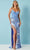 Rachel Allan 70352 - Patterned Sequined Evening Gown Special Occasion Dress 00 / Periwinkle Multi