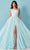 Rachel Allan 70366 - One Sleeve Ruched Bodice Prom Gown Special Occasion Dress 00 / Light Blue