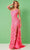 Rachel Allan 70372 - One Shoulder Embellished Long Gown Special Occasion Dress 00 / Hot Pink