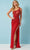 Rachel Allan 70376 - One-Sleeve Beaded Prom Gown Special Occasion Dress 00 / Red Orange