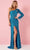 Rachel Allan 70378 - Asymmetrical Fringed Evening Gown Special Occasion Dress 00 / Ocean Blue