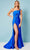 Rachel Allan 70391 - Asymmetrical Neckline Evening Gown Special Occasion Dress 00 / Royal