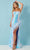 Rachel Allan 70397 - Sweetheart Feathered Slit Prom Gown Special Occasion Dress 00 / Powder Blue