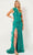 Rachel Allan 70402 - One-Shoulder Feathered Prom Gown Special Occasion Dress 00 / Jade