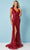 Rachel Allan 70402 - One-Shoulder Feathered Prom Gown Special Occasion Dress 00 / Ruby Red