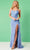 Rachel Allan 70437 - Feather Embellished Evening Gown Special Occasion Dress 00 / Periwinkle