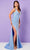 Rachel Allan 70438 - Sequined Crisscross Side Prom Gown Special Occasion Dress 00 / Light Blue