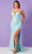 Rachel Allan 70463W - Subtle Detailed Deep Neckline Gown Special Occasion Dress 14W / Powder Blue