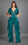 Rachel Allan Couture - 8308 Embellished Deep V-neck Jumpsuit Special Occasion Dress 0 / Jade
