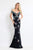 Rachel Allan Embroidered Illusion Off Shoulder Dress 6056 CCSALE 12 / Black