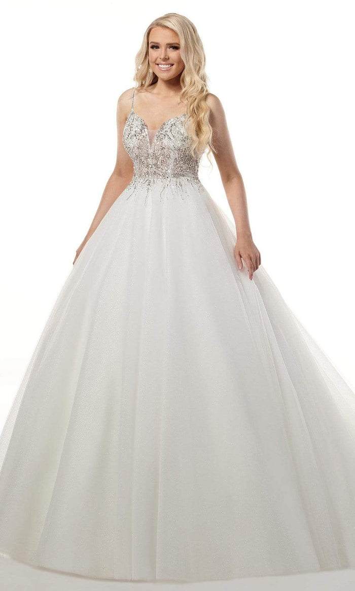 Rachel Allan - M780 Fully Beaded Bodice Tulle Ballgown Wedding Dress Wedding Dresses 00 / Ivory Silver
