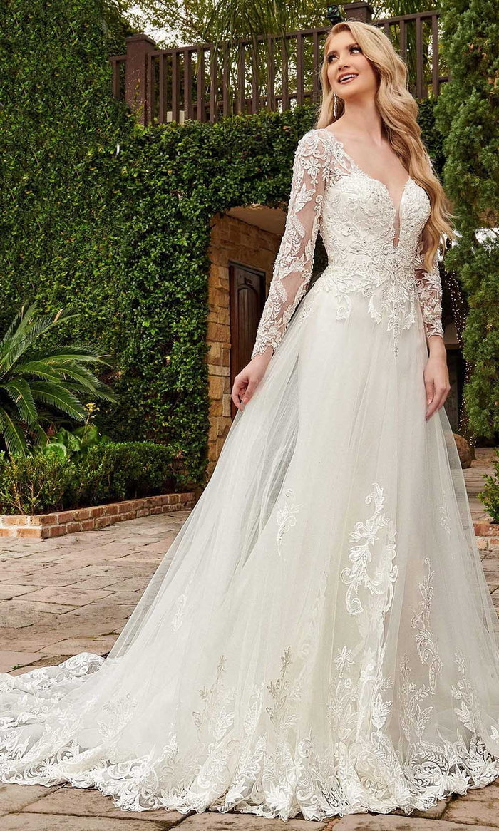 Rachel Allan - M786 Classic Tulle Embroidered Bridal Dress Bridal Dresses 0 / Ivory