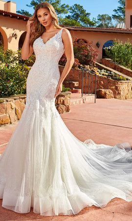 Rachel Allan Lace Trumpet Bridal Gown
