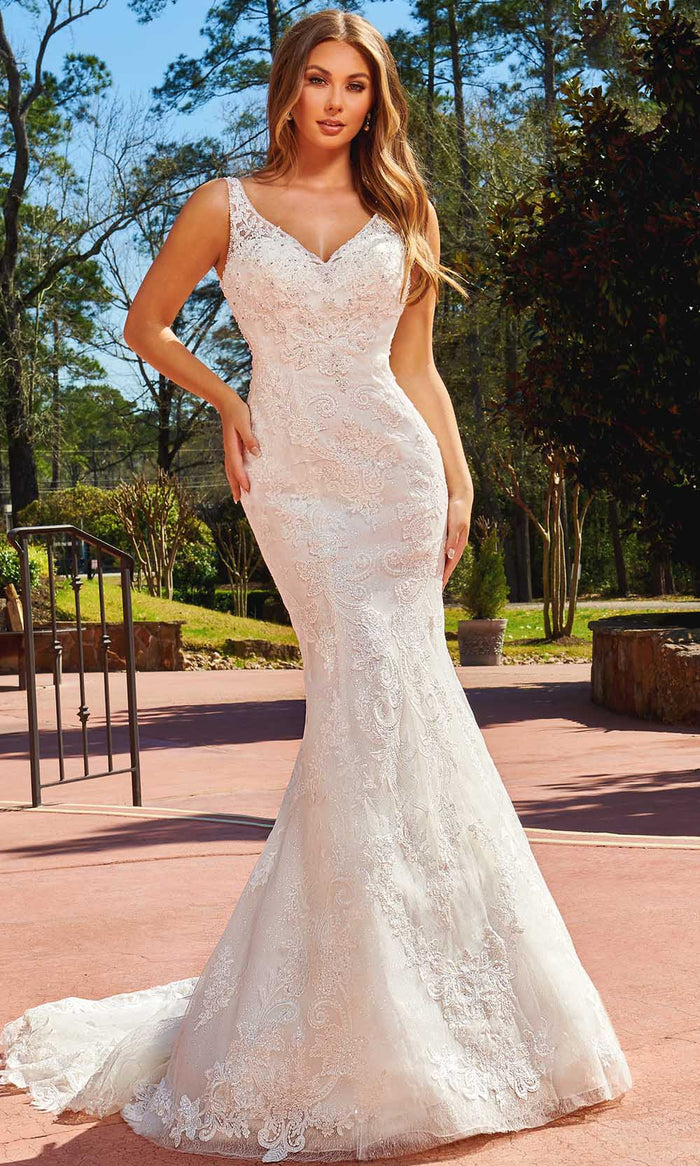 Rachel Allan M822 - Scoop Back Lace Bridal Gown Special Occasion Dress 0 / Ivory