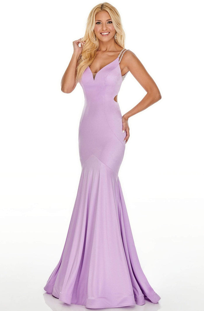 Rachel Allan Prom - 7042 Beaded V-Neck Jersey Trumpet Dress Prom Dresses 0 / Lilac