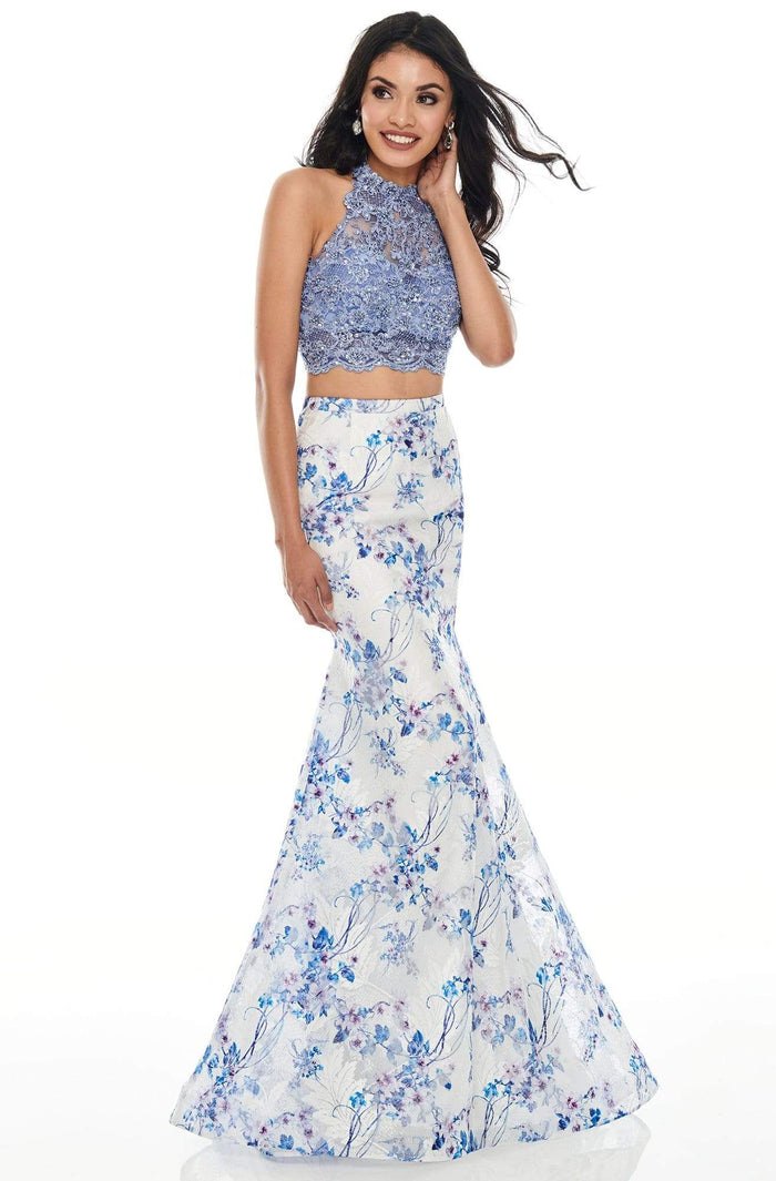 Rachel Allan Prom - 7170 Two-Piece Lace Bodice Trumpet Dress Prom Dresses 0 / Periwinkle