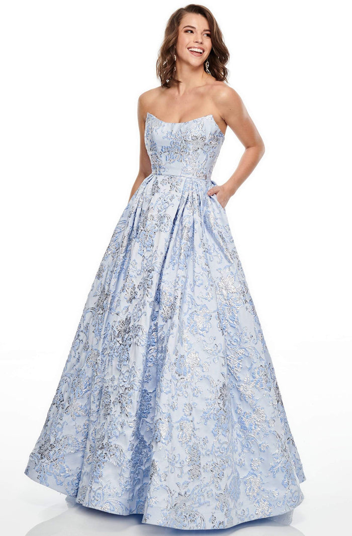 Rachel Allan Prom - Strapless Metallic Ballgown 7104 - 1 pc Periwinkle In Size 06 Available CCSALE 6 / Periwinkle
