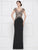 Rina Di Montella - Cap Sleeve Gilded Evening Dress RD2652 - 1 pc Navy & Gold In Size 12 Available CCSALE 14 / Black & Gold