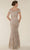 Rina di Montella - RD2403-1 Lace Applique Illusion Bateau Sheath Gown - 3 Pcs Silver & Nude in Sizes 18 and 20 Available CCSALE
