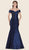 Rina Di Montella - RD2602 Embellished Folded Off-Shoulder Mermaid Gown Special Occasion Dress 4 / Navy