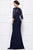 Rina Di Montella - RD2685 Lace Embroidered V-neck Bodice Sheath Dress with Slit - 1 pc Navy In Size 16 Available CCSALE 16 / Navy