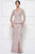 Rina Di Montella - RD2685 Lace Embroidered V-neck Bodice Sheath Dress with Slit CCSALE 10 / Taupe
