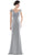 Rina Di Montella - RD2718 V-Neck Embroidered Faille Column Dress Mother of the Bride Dresses 4 / Light Silver