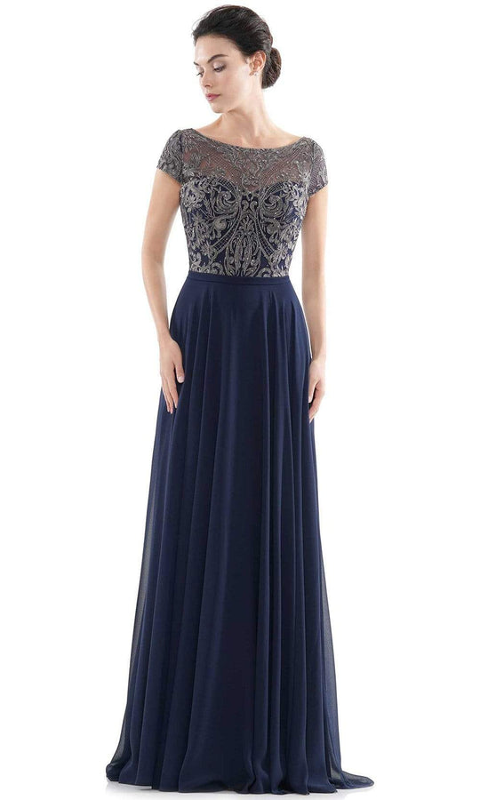 Rina Di Montella - RD2719 Sheer Neck Embroidered Bodice Chiffon Gown