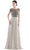 Rina Di Montella - RD2719 Sheer Neck Embroidered Bodice Chiffon Gown Mother of the Bride Dresses 4 / Taupe