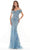 Rina Di Montella - RD2737 Beaded Lace Mermaid Gown Mother of the Bride Dresess 6 / Wedgewood