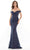 Rina Di Montella - RD2739 Off Shoulder Embellished Gown Mother of the Bride Dresses 6 / Navy