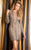 Scala - 48728 Long Sleeve Lattice Stripe Illusion Dress in Platinum CCSALE 2 / Platinum