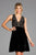 Scala - 48913 Beaded Plunging V-neck Velvet A-line Dress Special Occasion Dress 0 / Black