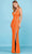 Scala - 48949 Sequined Halter V-neck Sheath Dress Special Occasion Dress 00 / Orange