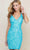 SCALA - 60060 Neon Open Back Sequined Dress Party Dresses 00 / Turquoise