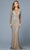 SCALA - 60175 Plunging Illusion Jewel Beaded Long Dress Evening Dresses 00 / Lead/Silver