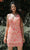 SCALA - 60240 Beaded Deep Neckline Short Dress Cocktail Dresses 00 / Nude/Hot Pink