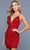 SCALA - 60249 Chain Strapped Sexy Short Dress Cocktail Dresses 00 / Red/Silver