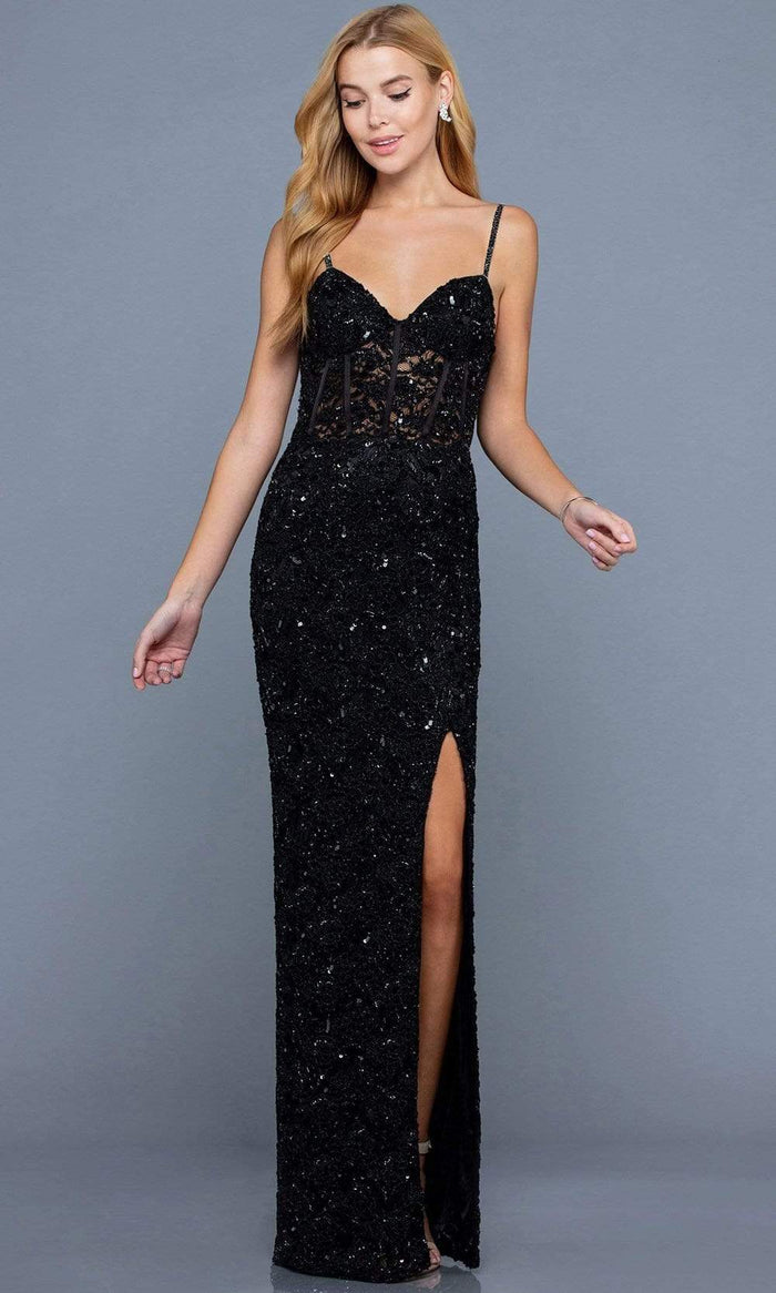 SCALA - 60256 Lace Embellished Evening Dress Evening Dresses 00 / Black