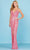 SCALA - 60258 Striped Sequin V-Neck Gown Special Occasion Dress 00 / Hot Pink