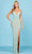 SCALA - 60261 Intricate Sequin Gown with Slit In Neutral and Blue