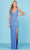 SCALA - 60287 Sleeveless Embellished Gown with Slit In Blue