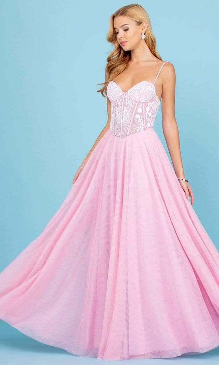 SCALA - 60293 Beaded Sweetheart A-Line Gown Special Occasion Dress 00 / Bubblegum