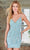 SCALA 60323 - Croped Styled Back Cocktail Dress Special Occasion Dress 000 / Turq/Ivr/Silver