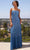 SCALA 60366 - Wire Thin Strapped Flowy Dress Evening Dresses 000 / Sapphire