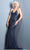 SCALA - Beaded Sleeveless Fitted Evening Dress 47542 CCSALE 4 / Navy Nude