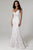 SCALA - V-Neck Trumpet Prom Dress 60080 - 1 pc Ivory/Silver In Size 6 Available CCSALE 6 / Ivory/Silver